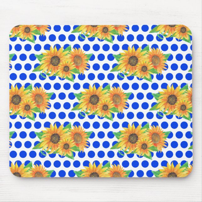 Sunflower Floral Embroidery Mouse Pad (Front)