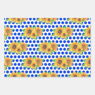 Sunflower Floral Embroidery Wrapping Paper Sheet