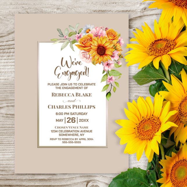 Sunflower Floral Engagement Party Invitation (Creator Uploaded)
