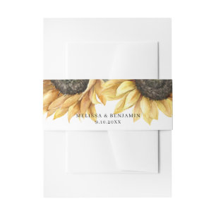 Sunflower Floral Eucalyptus Greenery Wedding Invitation Belly Band