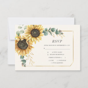 Sunflower Floral Eucalyptus Leaves Greenery RSVP Card