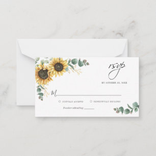 Sunflower Floral Eucalyptus Wedding RSVP Card