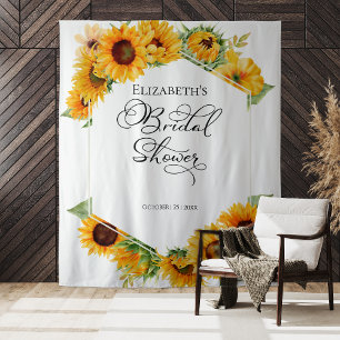 Sunflower Floral Fall Bridal Shower Backdrop Tapestry