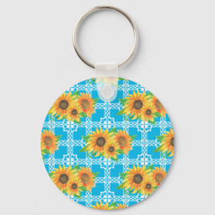 Sunflower Floral Frog Key Ring