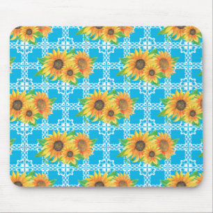 Sunflower Floral Frog Mouse Pad