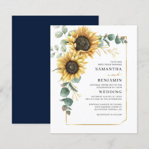 Sunflower Floral Greenery Wedding Invitation