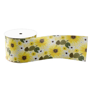 Sunflower Floral Grosgrain Ribbon