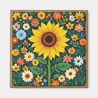Sunflower floral magnet