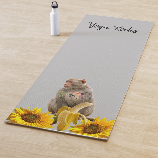 Sunflower Floral Monkey Yoga Mat (In Situ)