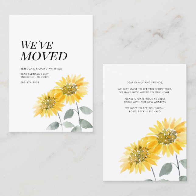 Sunflower Floral Moving Announcement (Front/Back)
