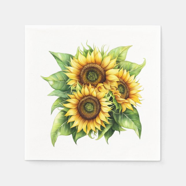 Sunflower Floral Napkin (Front)