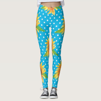 Sunflower Floral Outline Leggings