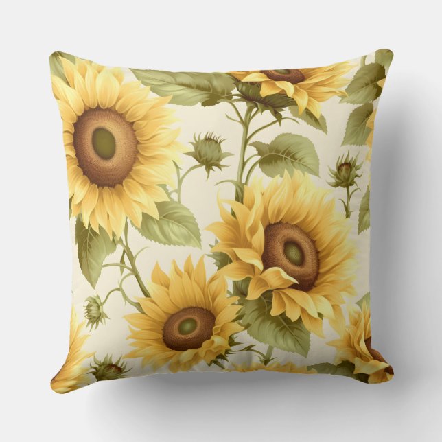 Sunflower Floral Pattern  Cushion (Back)