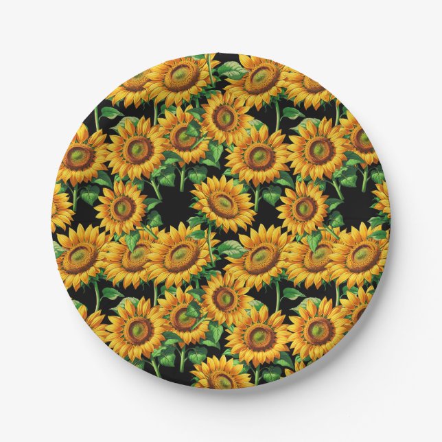  Sunflower Floral Pattern Paper Plate (Front)