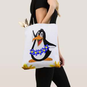 Sunflower Floral Penguin Tote Bag