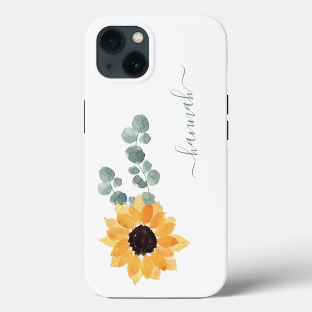 Sunflower Floral Personalised Name Case-Mate iPhon Case-Mate iPhone Case (Back)