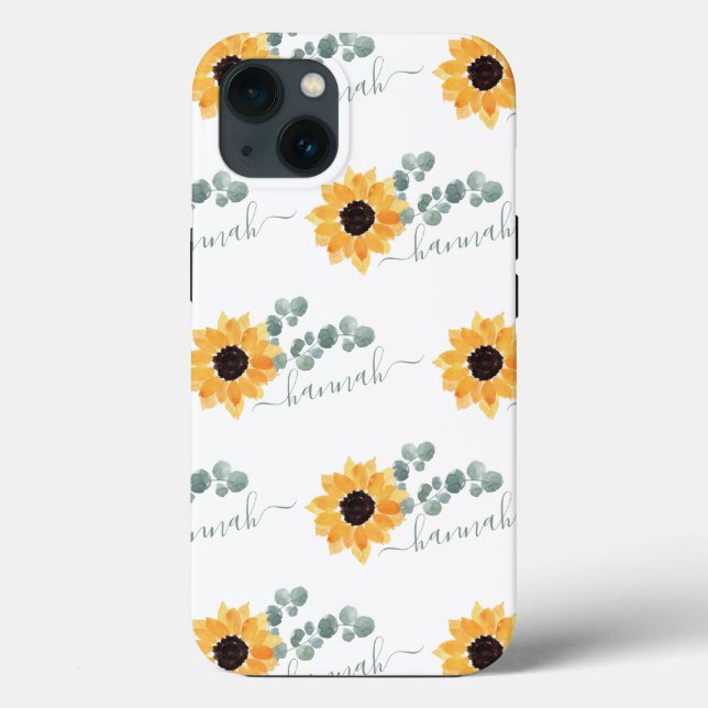 Sunflower Floral Personalised Name Case-Mate iPhone Case (Back)