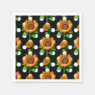 Sunflower Floral Polka Dots Napkin