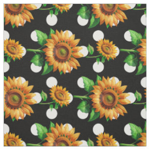 Sunflower Floral Polka-dots Textile Fabric