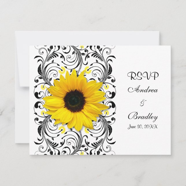 Sunflower Floral Response Card (Front)