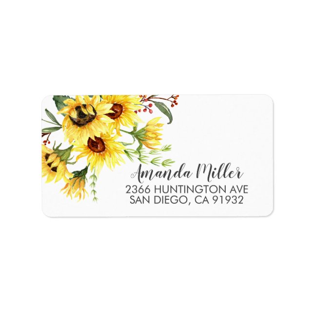Sunflower Floral Return Address Label (Front)