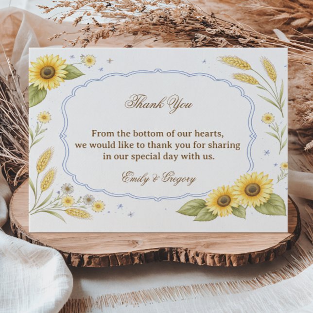 Sunflower Floral Rustic Appreciation Thank You Card (Creator Uploaded)