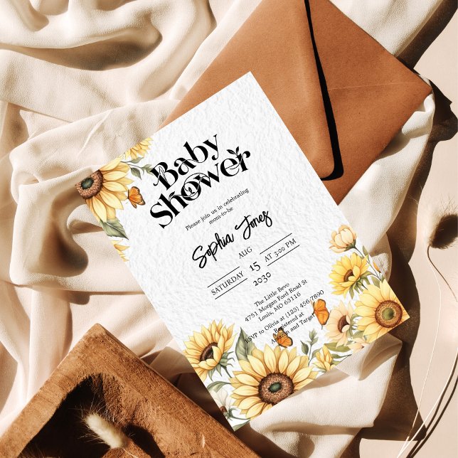 Sunflower Floral Rustic Baby Shower Invitation (Creator Uploaded)