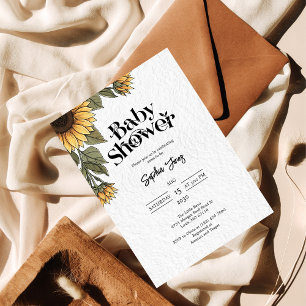 Sunflower Floral Rustic Baby Shower Invitation