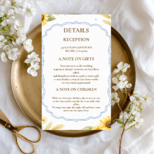 Sunflower Floral Rustic Information Enclosure Card