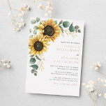 Sunflower Floral Rustic Wedding Rose Gold<br><div class="desc">Sunflower Floral Eucalyptus Wedding Invitation. Create a modern Sunflower Floral Wedding invitation card with this cute template featuring beautiful rustic floral bouquet, with modern typography. TIP: Matching wedding suite cards like RSVP, wedding programs, banners, tapestry, gift tags, signs, and other wedding keepsakes and goodies are available in the collection below...</div>