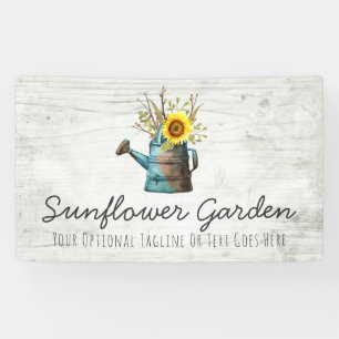 Sunflower Floral & Rustic Wood Vintage Cottage Banner