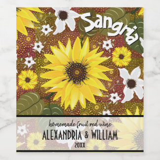 Sunflower Floral Sangria Wine Label