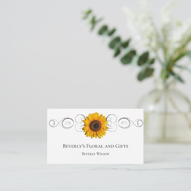 Sunflower Floral Shop Business Card (Standing Front)