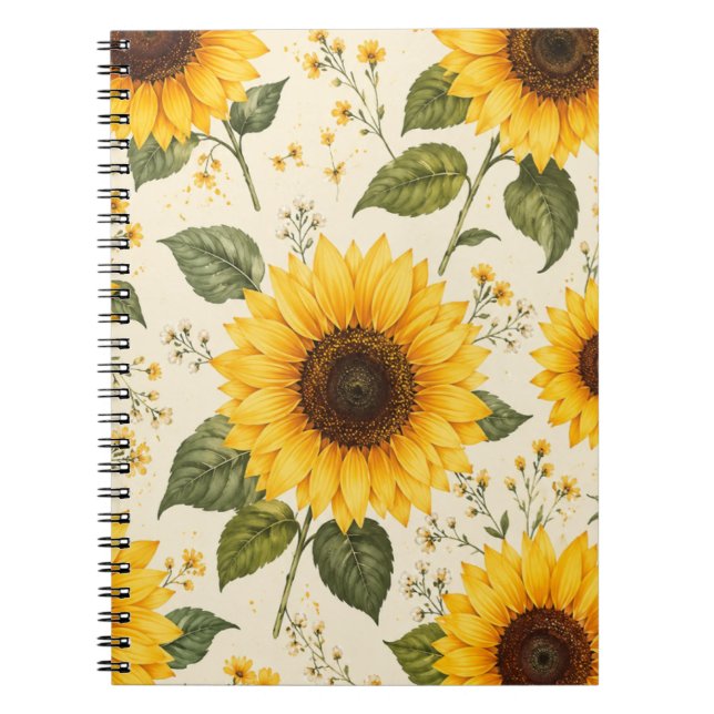 Sunflower Floral Spiral Notebook (Front)
