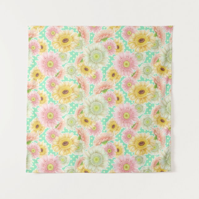 Sunflower Floral Tapestry – Bright Boho Wall decor (Front)