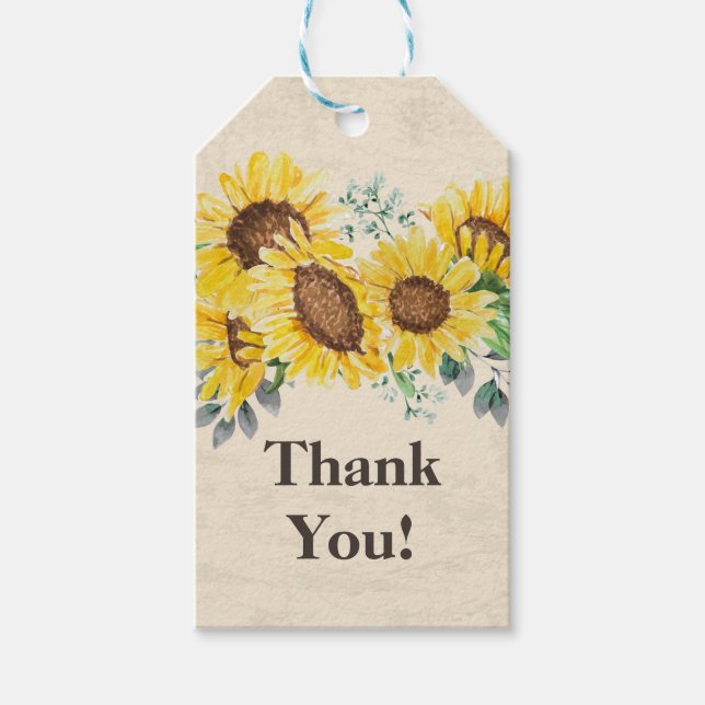 sunflower floral thank you gift tag (Front)