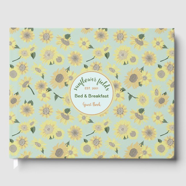 Sunflower Floral Vacation Bed Breakfast Guest Book (Front)