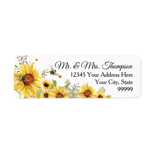 Sunflower Floral Watercolor Bumble Bee Greenery (Front)