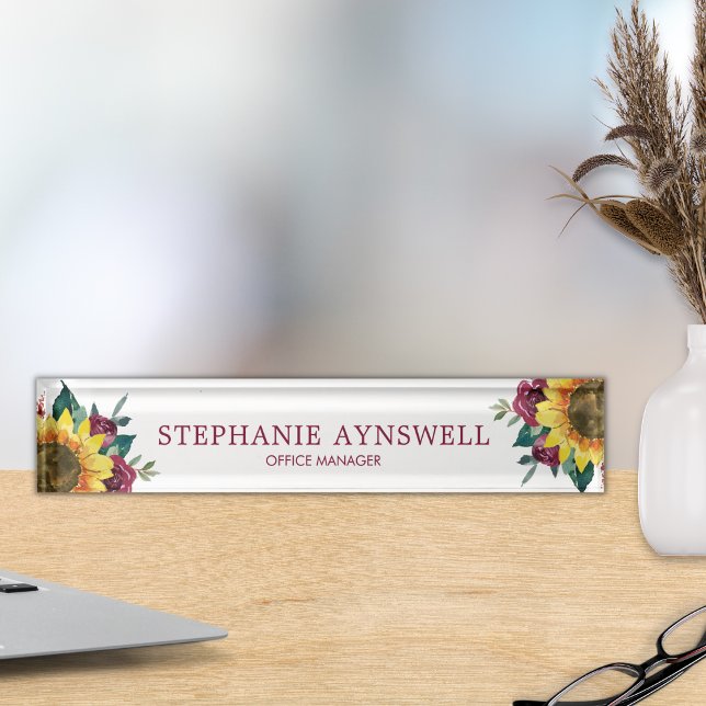 Sunflower Floral Watercolor Nameplate (Creator Uploaded)