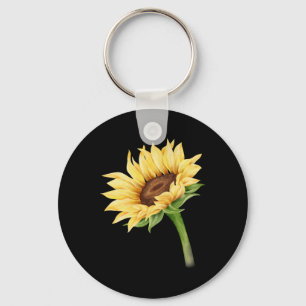 Sunflower Floral Watercolor Positivity Summer Fall Key Ring