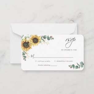 Sunflower Floral Watercolor Wedding RSVP Card