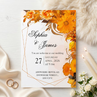 Sunflower Floral Wedding Invitation
