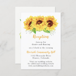 Sunflower Floral Wedding Reception Insert Invitation