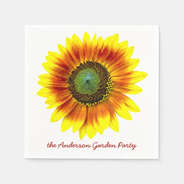 Sunflower Floral Yellow Flower Garden Party Napkin (Front)