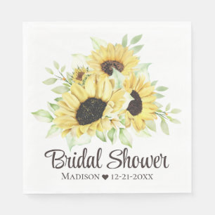 Sunflower Floral Yellow Rustic Bridal Shower Napkin