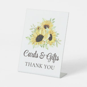 Sunflower Floral Yellow Rustic Summer Fall Wedding Pedestal Sign