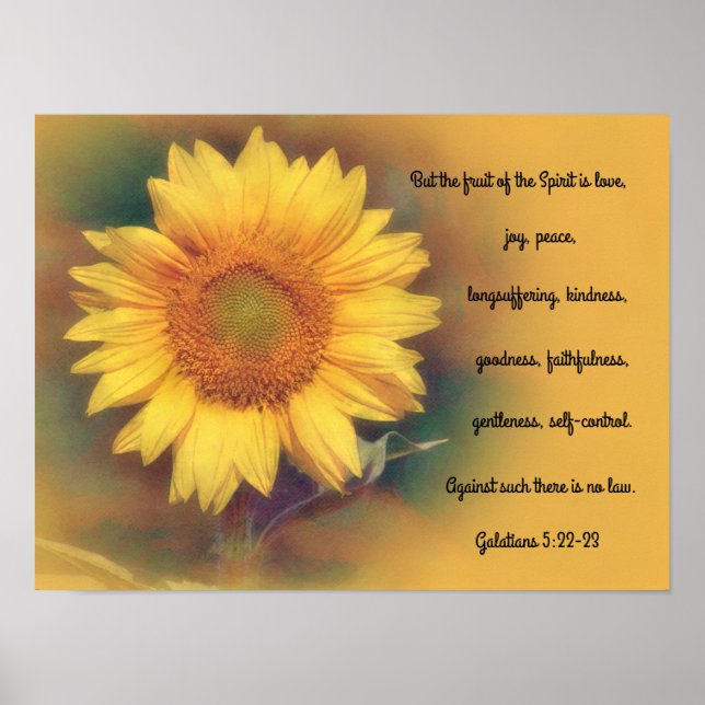 Sunflower Flower Bible Verse Art Poster (Front)