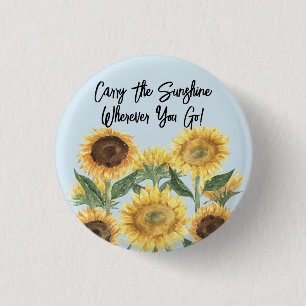 Sunflower Flower Floral Personalised Quote 3 Cm Round Badge
