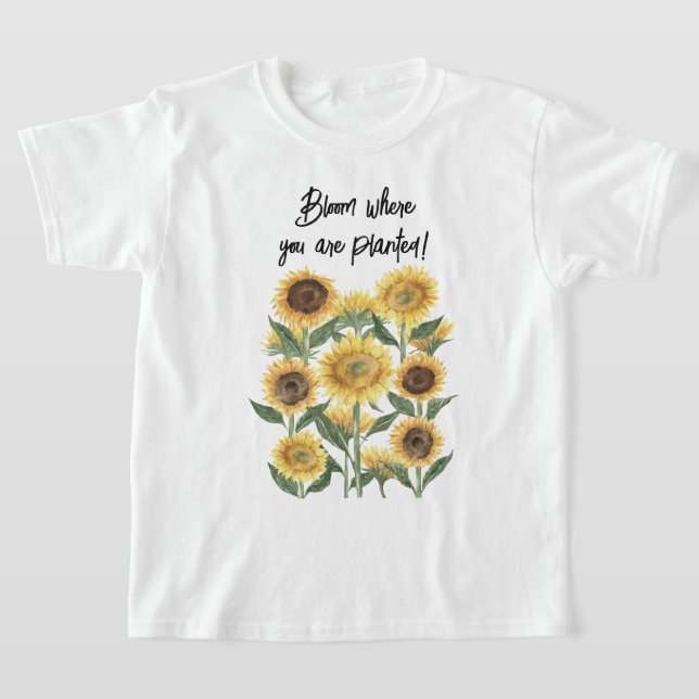 Sunflower Flower Floral Personalised Quote T-Shirt (Laydown)