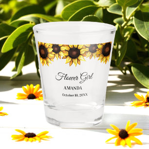 Sunflower Flower Girl Wedding Shot glass
